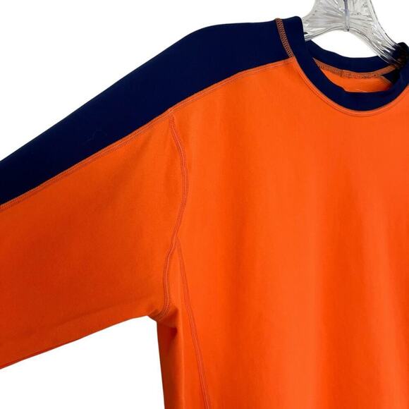 Coolibar Mens Sz M UPF 50+ Aqua Suntect Rashguard Long Sleeve Shirt Orange Navy - Picture 3 of 16